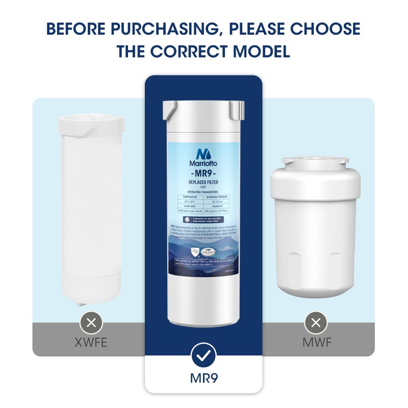 MARRIOTTO Genuine GE XWF Replacement Water Filter - Compatible with GE French-Door Refrigerators - 1 Pack (Not XWFE) - Image 2